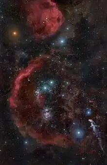 Barnard's Loop seen against the major stars and nebula of Orion