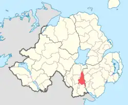 Location of Orior Lower, County Armagh, Northern Ireland.