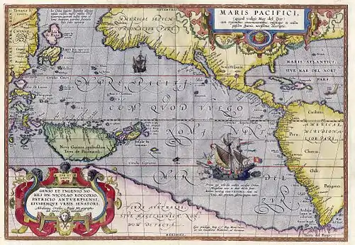 Image 48Maris Pacifici by Ortelius (1589). One of the first printed maps to show the Pacific Ocean (from Pacific Ocean)