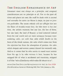 An extended setting of a text by Oscar Wilde in Iowan Old Style, showing justified text and leading between the lines.