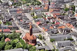 Aerial view of downtown Ostrów Wielkopolski