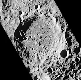 Apollo 16 panoramic camera image of Ostwald crater, with Recht at lower right