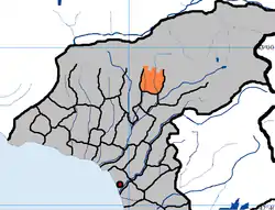 Municipal location within Ochamchira District (shaded orange)