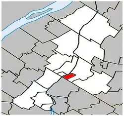 Location within La Vallée-du-Richelieu RCM.