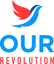 Official logo depicting right-facing bird above organization name in all capital letters, all in two shades of blue and one of red