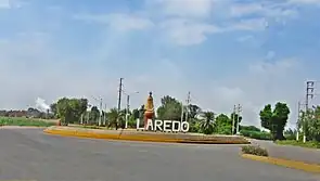 Traffic circle in the highway at the entrance of the city