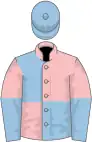 Pink and Light Blue quartered, Halved sleeves, Light Blue cap