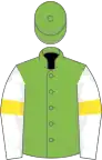 Light green, white sleeves, yellow armlets