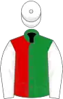 Green and red (halved), white sleeves and cap