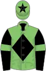 Light green, black diamond, black sleeves, light green armlets, light green cap, black star