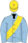 Light blue, yellow sash and cap