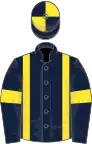 Dark blue, yellow braces and armlets, quartered cap