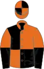 Orange and black quartered, halved sleeves, quartered cap