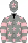 Grey, Pink stars, hooped sleeves and star on cap