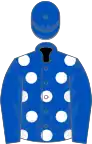 Royal blue, white spots on body