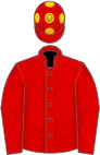 Red, gold horse, spots on cap