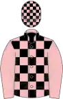 Pink and black checked, pink sleeves, checked cap