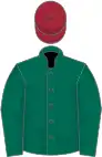 Dark green, maroon cap