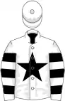 White, black star, hooped sleeves