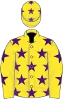 Yellow, purple stars, yellow cap, purple stars