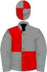 Grey and red (quartered), grey sleeves