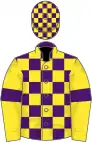 Purple and yellow check, yellow sleeves, purple armlets