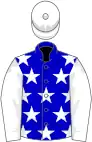 Blue, white stars, white sleeves and cap