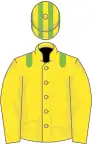 Yellow, light green epaulets, light green and yellow striped cap