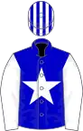 Blue, white star and sleeves, striped cap