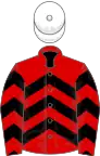 Red, black chevrons, white cap