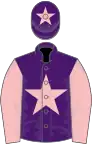 Purple, pink star and sleeves, pink star on cap