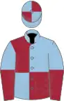 Light Blue and Maroon (quartered), halved sleeves