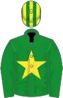 Green, yellow star, striped cap