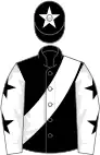 Black, white sash, white sleeves, black stars, black cap, white star