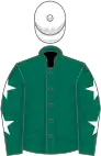 Dark green, white stars on sleeves, white cap