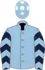 Light Blue, Dark Blue chevrons, dark blue chevrons on sleeves, Light Blue cap, White spots