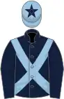 Dark blue, light blue cross-belts, light blue cap, dark blue star