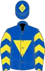 ROYAL BLUE,yellow inverted triangle and chevrons on sleeves,blue cap, yellow diamond