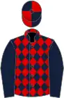 Dark blue and red diamonds, dark blue sleeves, quartered cap