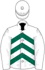 White, dark green chevrons on body