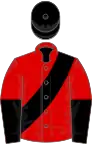 Red, Black sash, halved sleeves, Black cap