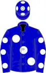 Blue, large white spots, spots on sleeves and cap