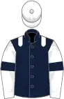 Dark blue, white epaulets, white sleeves, dark blue armlets, white cap