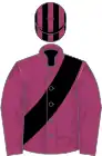 Pink, black sash, black and pink striped cap