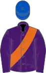 Purple, orange sash, royal blue cap