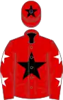 Red, black star, red sleeves, white stars, red cap, black star