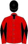 Red, red and black diabolo on sleeves, black cap