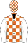 Orange and white check, white sleeves