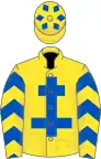 Yellow, Royal Blue Cross of Lorraine, chevrons on sleeves, diamonds on cap