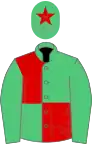 Emerald green and red (quartered), emerald green sleeves, emerald green cap, red star